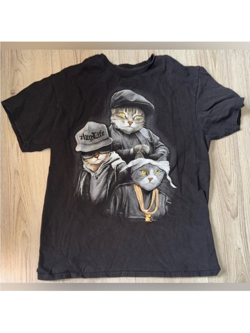 Dom black cat short sleeve shirt top